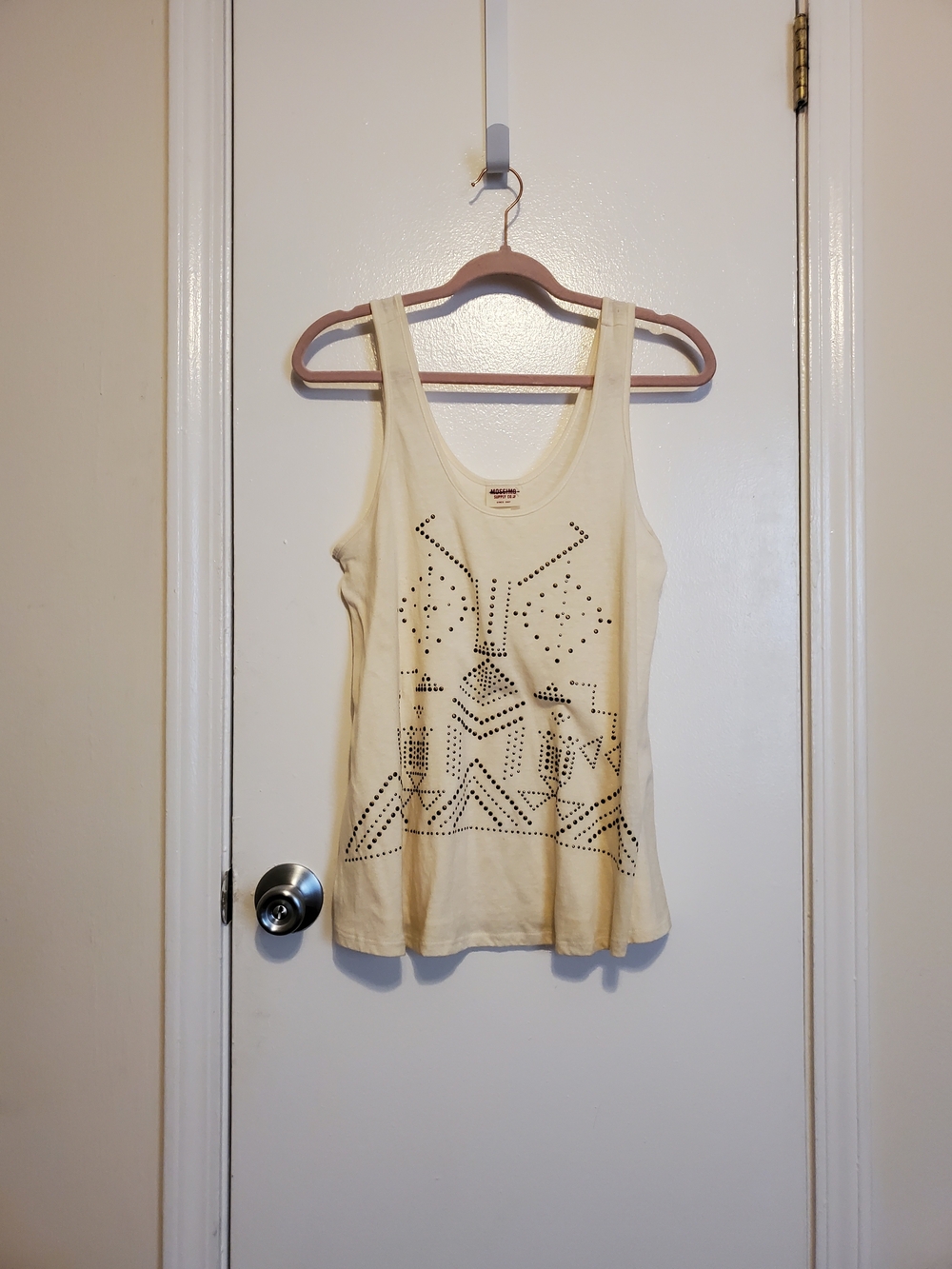 Mossimo Cream Stud-Accent Sleeveless Tank Top